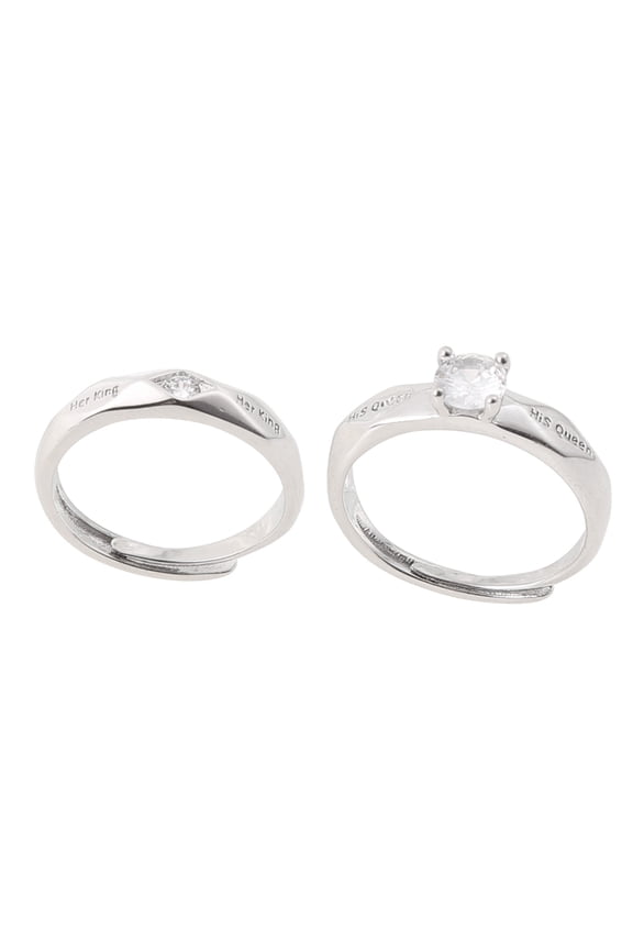 POYOGA 1 Pair Her King and His Queen Ring Matching Ring Promise Ring Adjustable Ring