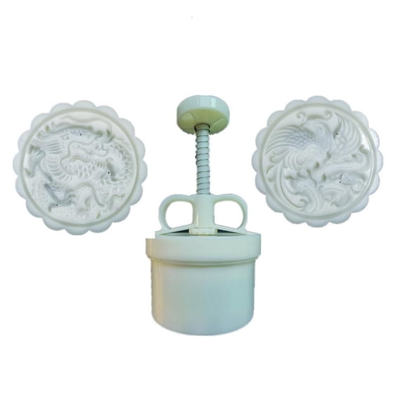 POYOGA 2/4pcs Convenient Festival Mooncakes Stamp Set with Dragon Phoenixes Pattern
