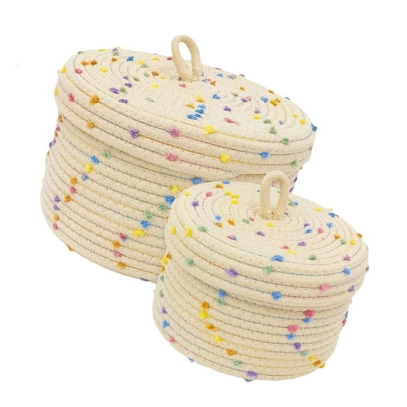 POYOGA 2 Pieces Sturdy Cotton Rope Storage Baskets with Handles for Easy Access