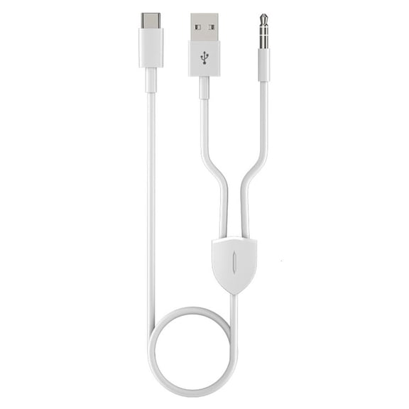 POYOGA 2-in-1 Type-C Car Audio Cable Wire 1 Split 2 Type C to USB A 3.5mm AUX Cable