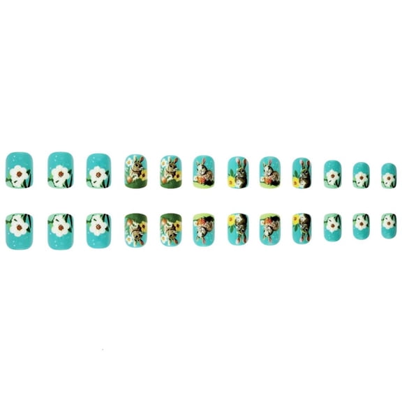 POYOGA 24Pcs Easter Fake Nail Glossy Press on Nail False Nail Tips Artificial Nail