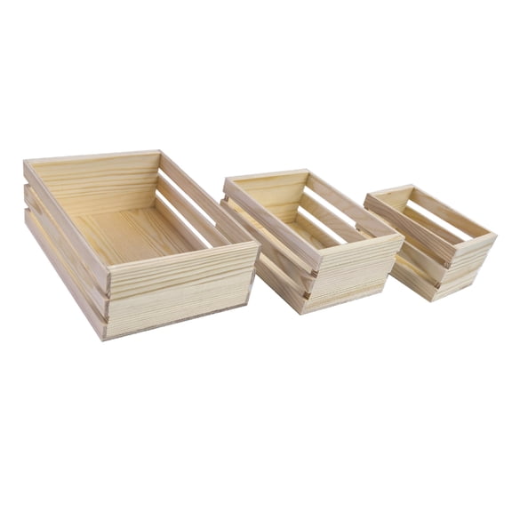 POYOGA 3PCS Handcrafts Pine Wooden Nesting Box MultiPurpose Storage Boxes Wood Crates