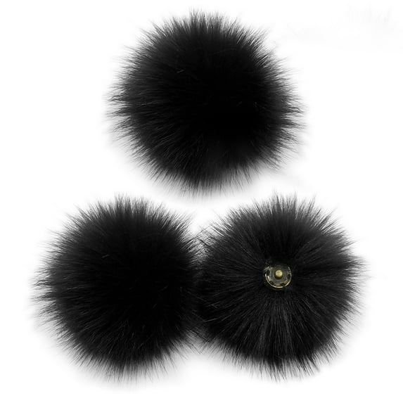 POYOGA 3Pcs 10cm DIY Colorful Furry Pom Pom Ball with Press Button for Hat Shoes Scarf