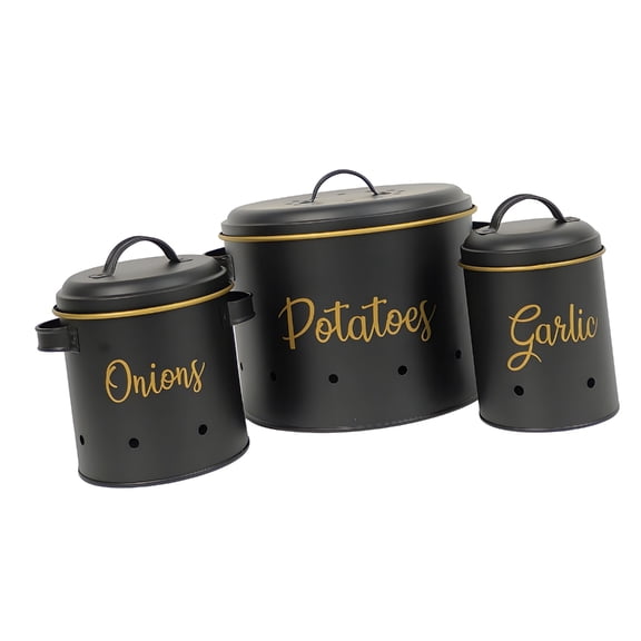 POYOGA 3Pcs Ventilated Metal Food Container For Potatoes Onions Garlic Preservation
