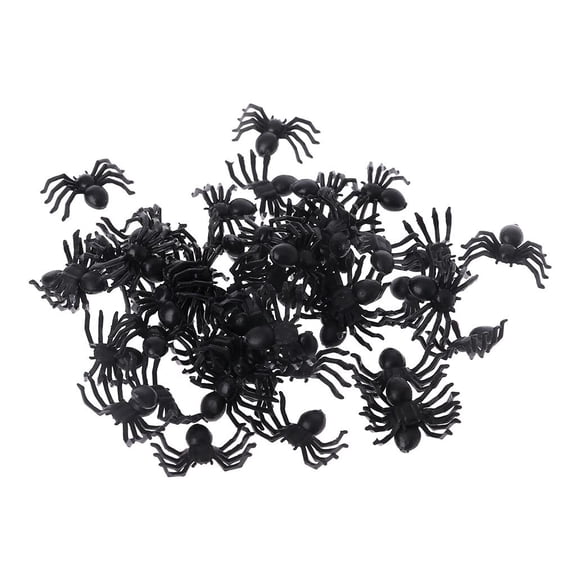 POYOGA 50Pcs Small Black Plastic Fake Spider Toys Funny Joke Prank Props Deco