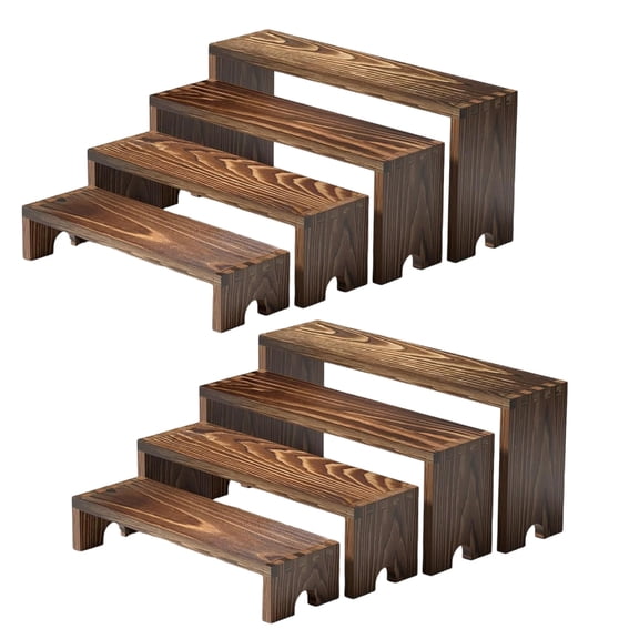 POYOGA 8 Pieces Stackable Wood Display Racks for Figures and Desk Organization