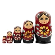 POYOGA Beautiful Russian Stacking Dolls Set Of 5 Bright Color Homes Display Piece