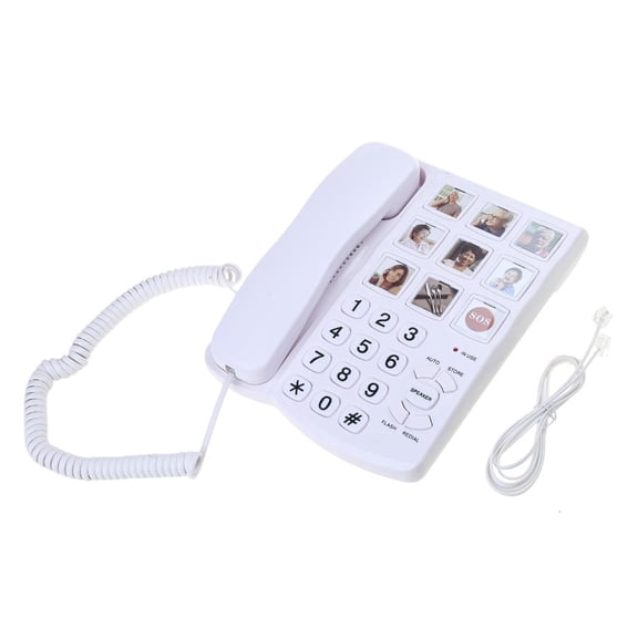 POYOGA Clear Sound White Landline Phone Telephone With Big Buttons, Hands Freed