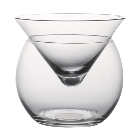POYOGA Double Glass Cocktail Cups Glass Cocktail Mugs Wine Glass Cone Martini Cups