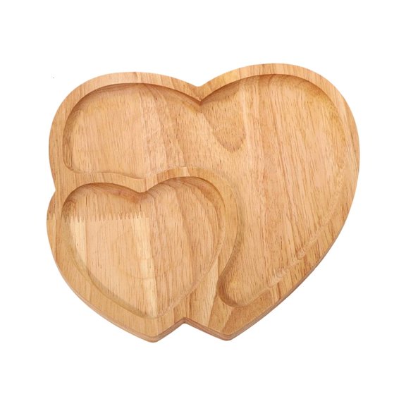 POYOGA Easy Cleaning Waterproof Rubberwood Heart Shape Serving Tray for Dessert