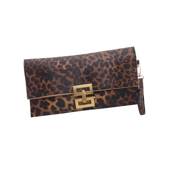 POYOGA Envelope Purse with Geometric Clasp and Print Exterior