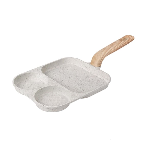 POYOGA Ergonomic Breakfast Frying Pan 3 Cooking Zones Nonstick Aluminum Body Compacts