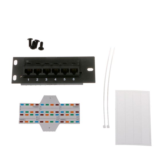 POYOGA Ethernet Patch Panel CAT5e 6 Port RJ45 Wall & Rack Mount Keystone Jack Module