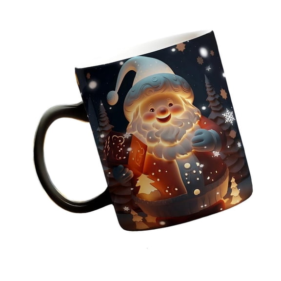 POYOGA Festival Heat Ceramic Coffee Mugs With Snowflakes Design Changes When Heated