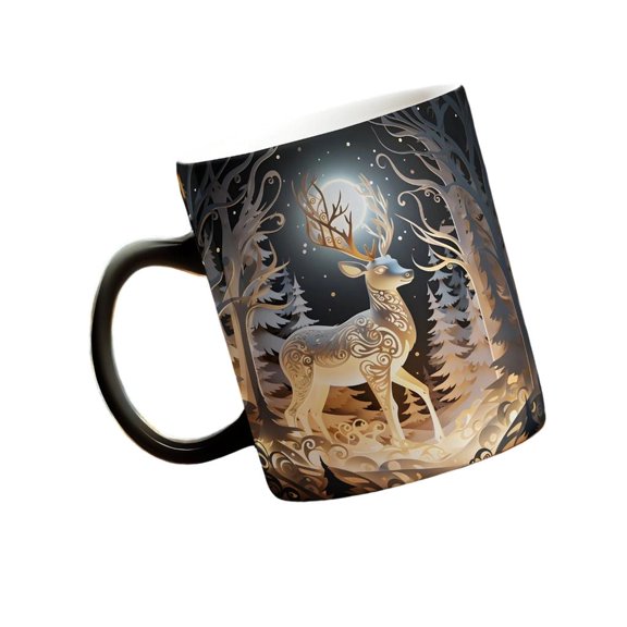 POYOGA Festival Heat Ceramic Coffee Mugs With Snowflakes Design Changes When Heated