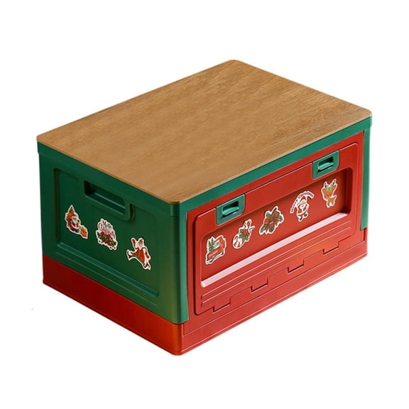 POYOGA Folding Storage Box with Wood Chopping Board Cover for Outdoor Camping Car