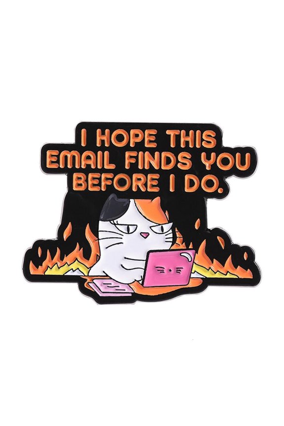 POYOGA Funny Angry Office Puss Metal Brooch For Work Ease Addition