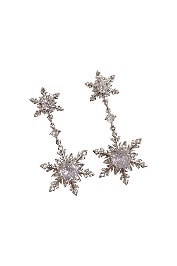 POYOGA Gift Ready Elegant Snowflake Ear Studs Alloy Construction Party Accessory