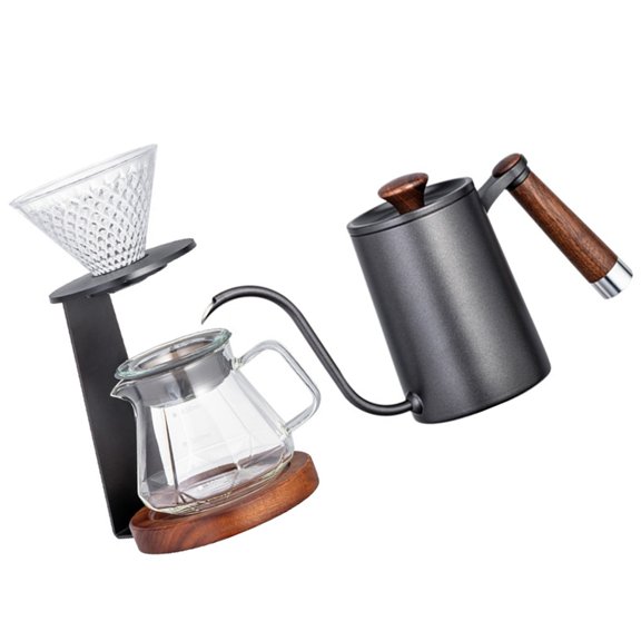 POYOGA Glass Coffee Maker Set With Dripper Carafe And 600ml Kettle For Daily Brewing