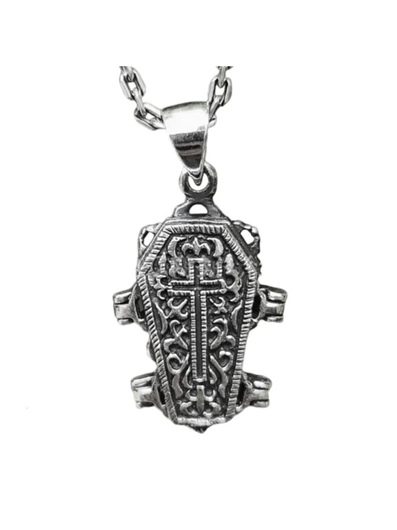 POYOGA Gothic Charm Coffin Necklace With Invisible Compartment Neck Jewelry
