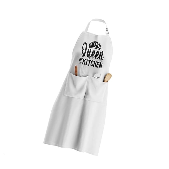 POYOGA King Queen Letter Kitchen Apron Adjustable Strap Polyester Fabric Holiday Gift