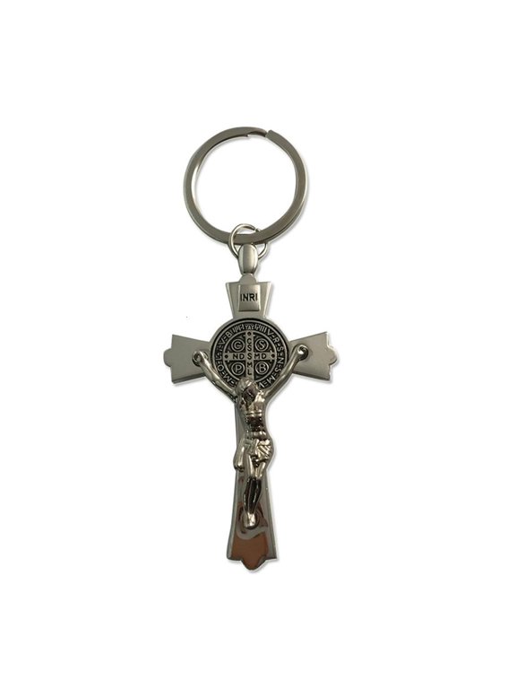 POYOGA Metal Cross Keychain Christian Jesus Key-Ring Faith Key Holder Evil Protection