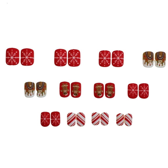 POYOGA Press on Nails Christmas Manicure Set Snowman Snowflake Designs With Tools