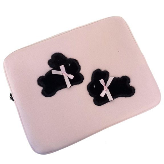 POYOGA Rabbits Bowknot Notebook Protective Bag for School Office Travel Laptop Sleeve