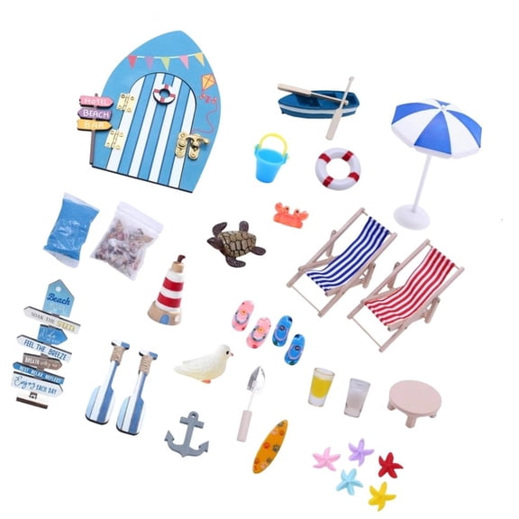 POYOGA Realistic Beach Theme Scene Set Miniature Accessory For Doll House Decoration
