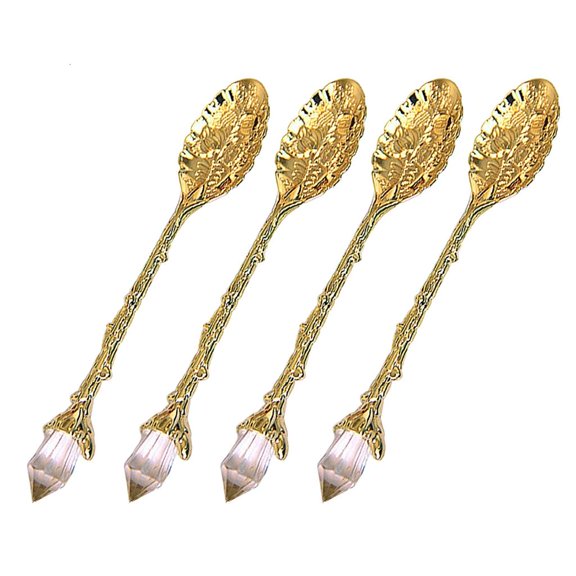 POYOGA Retro Crystal Head Kirsite Spoon Elegant Tableware For Dessert Salt Serving
