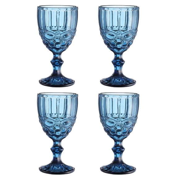 POYOGA Set of 4 Glass Goblets for Weddings and Banquets Elegant Juice Drinking Cups