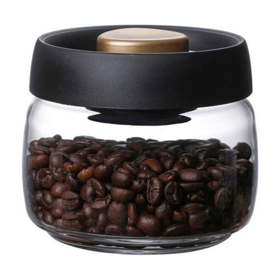 POYOGA Transparent Glass Coffee Beans Storage Jar Vacuum Sealed Airtight Container