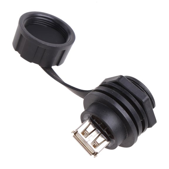 POYOGA USB 2.0 Female Panel Pass Connector Mount Socket Plug Waterproof IP67 With Cap