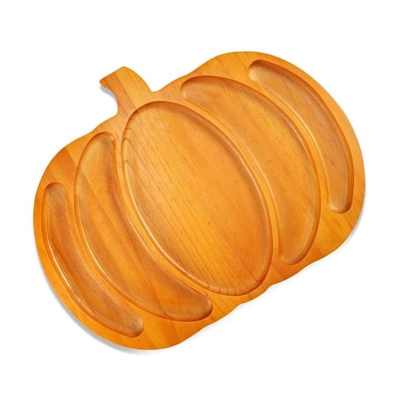 POYOGA User Friendly Serving Platter Pumpkin Shape Wood Snacks Tray 2 Sizes Available