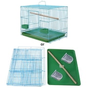 POYOGA Wire Rectangular Small Cage for Small Birds and Canaries Rekord Equipped with Bird Standing Stick and 2 Semicircular Feeders Accessories