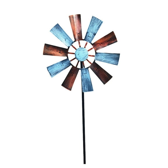 POYOGA Wrought Iron Rotating Windmill Metal Wind Spinner Landscape Ornament