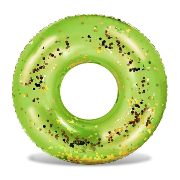 CoTa Global Giant Inflatable Pool Float Tube - Luxurious Pool Ring Float Tube Fun Toy Filled with Sparkle Gold Confetti, Cool Design Pool Tubes for Adults, Kids, and Teens - Green - 48 Inches