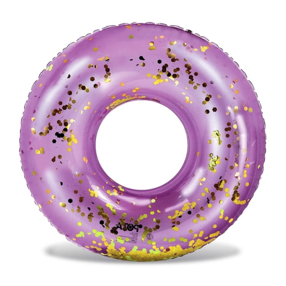 CoTa Global Giant Inflatable Pool Float Tube - Luxurious Pool Ring Float Tube Fun Toy Filled with Sparkle Gold Confetti, Cool Design Pool Tubes for Adults, Kids, and Teens - Purple - 48 Inches