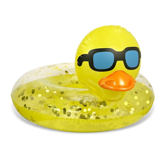 POZA Inflatable Duck Pool Float For Kids and Adults - Yellow Gold, 23 Inch