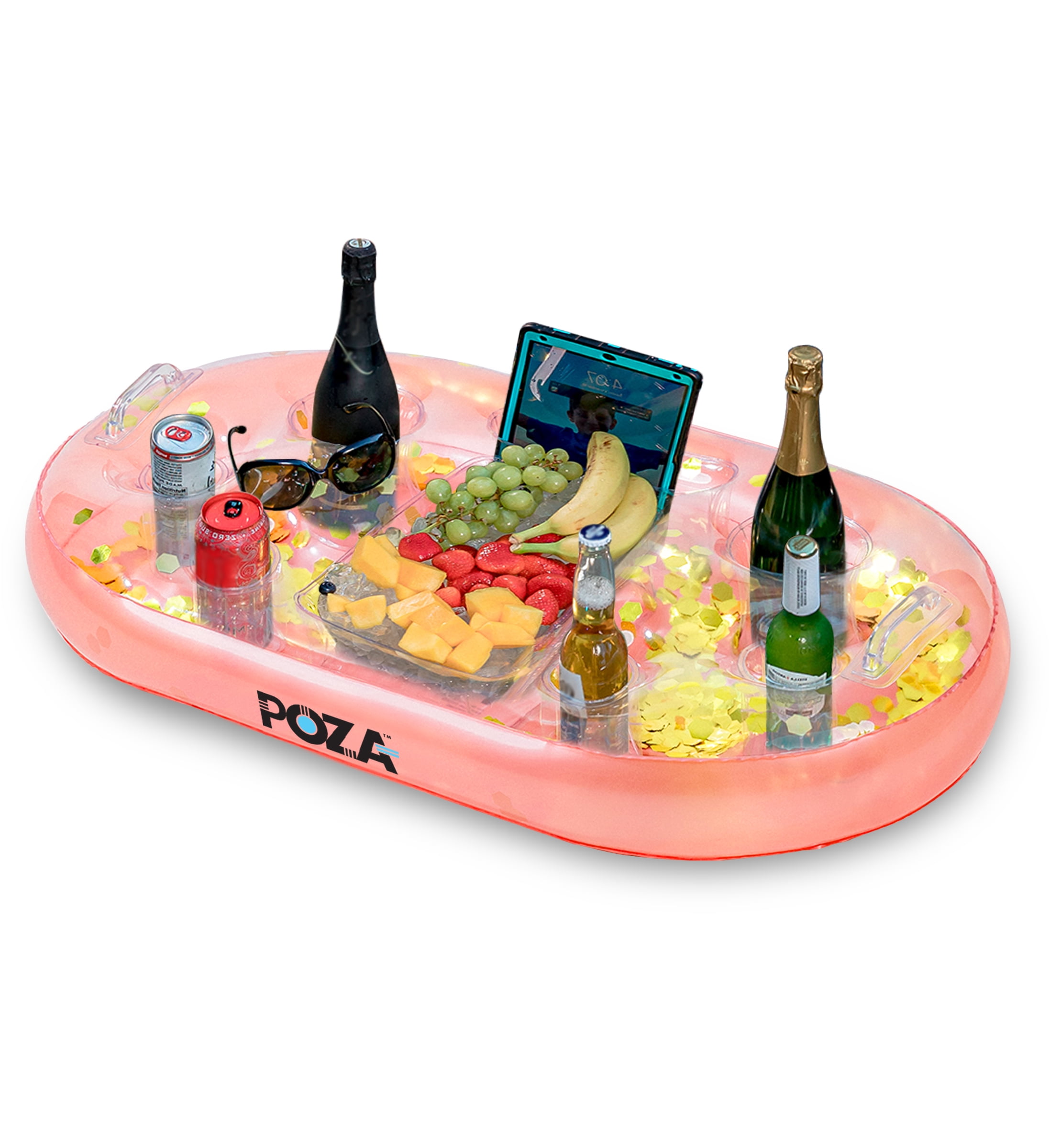 POZA Inflatable Rose Gold Floating Cooler Luxurious Drink Holder Filled with Sparkly Confetti