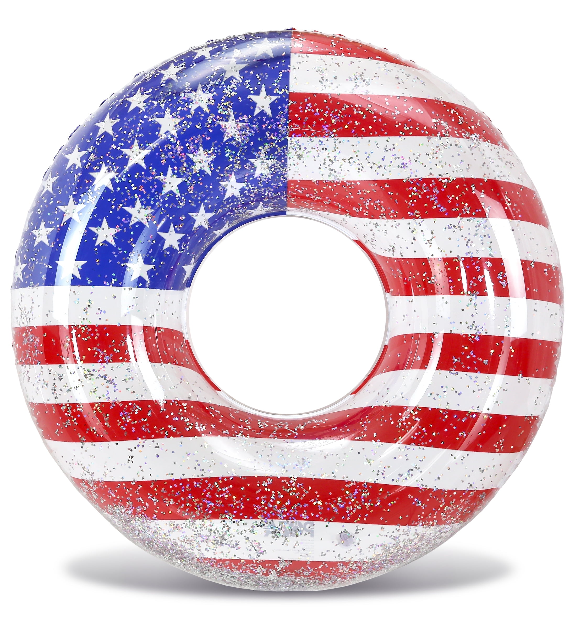 Sratte 2 Pcs American Flag Float 43 Red White Blue Pool Floats USA Flag  River Tubes with Mesh Bottom, Stars Confetti, 2 Cup Holders, Headrest