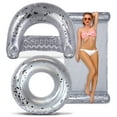 thumbnail image 1 of POZA InflatableSilver Pool Floats Seating Bundle - Premium Luxurious Loungers Filled With Sparkle Silver Confetti, 36" Tube, 48" Pool Chair, and 56" Water Hammock Set - 3 Pieces Pack, 1 of 6