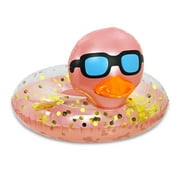 POZA UV Resistant Confetti Unisex Pool Ring Float, Vinyl, Duck, Rose Gold
