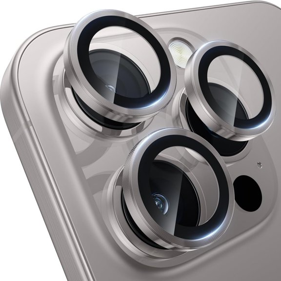 POZYIE Camera Lens Protector for iPhone 16 Pro, Independent Metal Ring HD Tempered Glass Camera Screen Protector, Compatible with iPhone 16 Pro, Grey Titanium