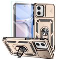 thumbnail image 1 of POZYIE for Motorola Moto G Power 5G 2024 Rugged Phone Case with Screen Protector and Sliding Camera Cover, Kickstand TPU Bumper Drop-Proof Durable Military-Grade Protective Case,Gold, 1 of 8