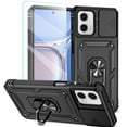 thumbnail image 1 of POZYIE for Motorola Moto G Power 5G 2024 Rugged Phone Case with Screen Protector and Sliding Camera Cover, Kickstand TPU Bumper Drop-Proof Durable Military-Grade Protective Case,Black, 1 of 8