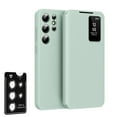 thumbnail image 1 of Pozyie for Samsung Galaxy S25 Plus Smart Wallet Case with Lens Protector, Small Screen View, Slim Design, Card Holder Pocket, PU Leather Cover,Green, 1 of 7