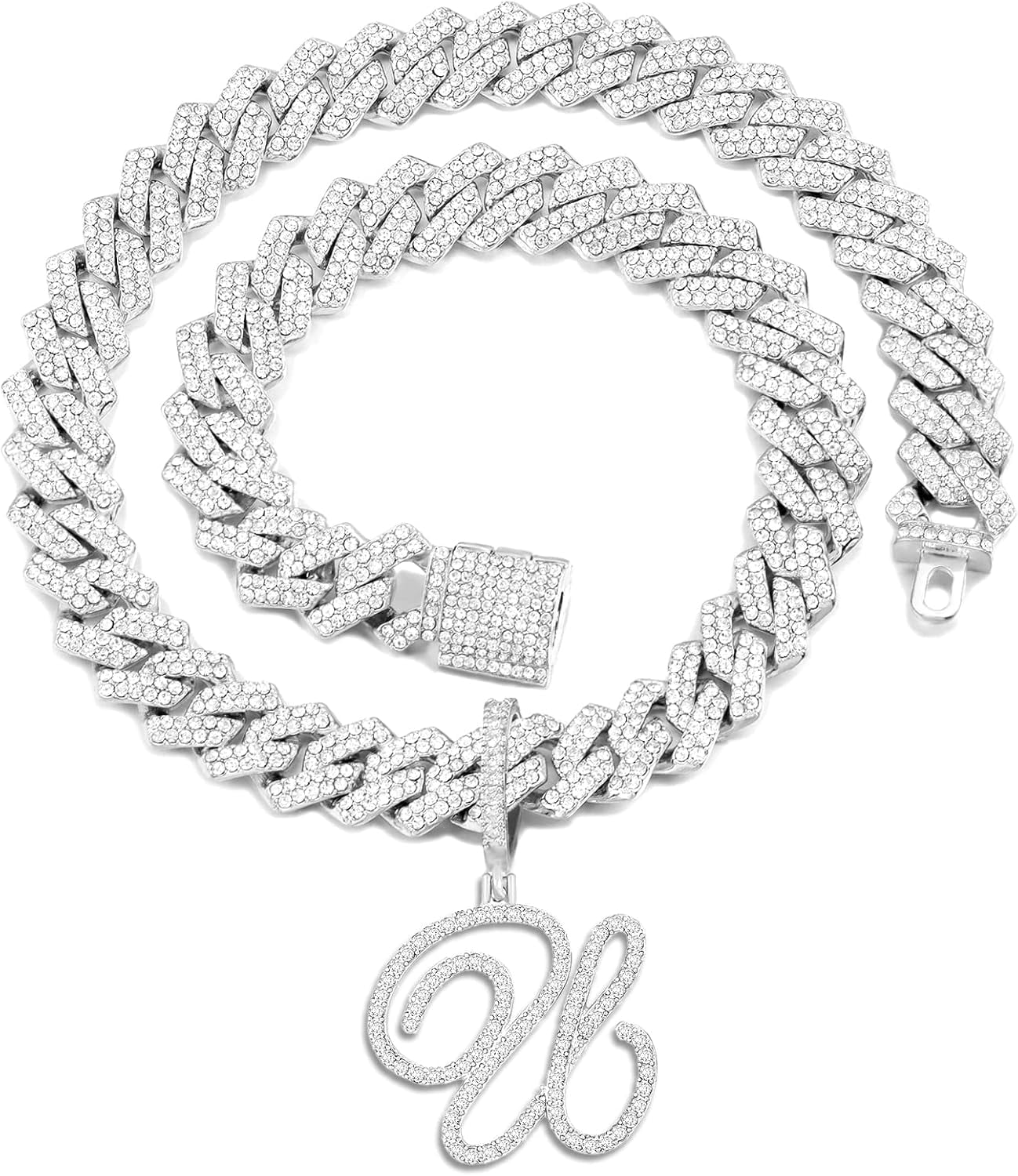 POfo Gold Silver Plated Initial Cuban Link Chain Necklace For Women ...