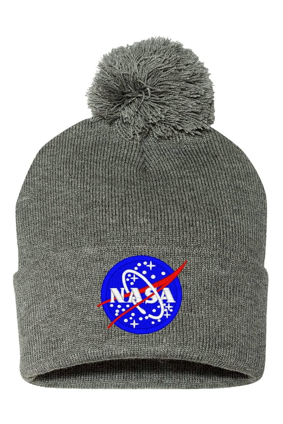 PP-BNE Embroidered Lunar NASA, Embroidered Warm Winter Beanie NASA-EM-0019-Gray