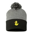 thumbnail image 1 of PP-BNE Embroidered Pom Pom Rubber Duck Beanie for Men and Women-RubberDuck-EM-0018-Gray-Black, 1 of 1